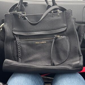 Vince Camuto Ayla Black Leather Tote Bag